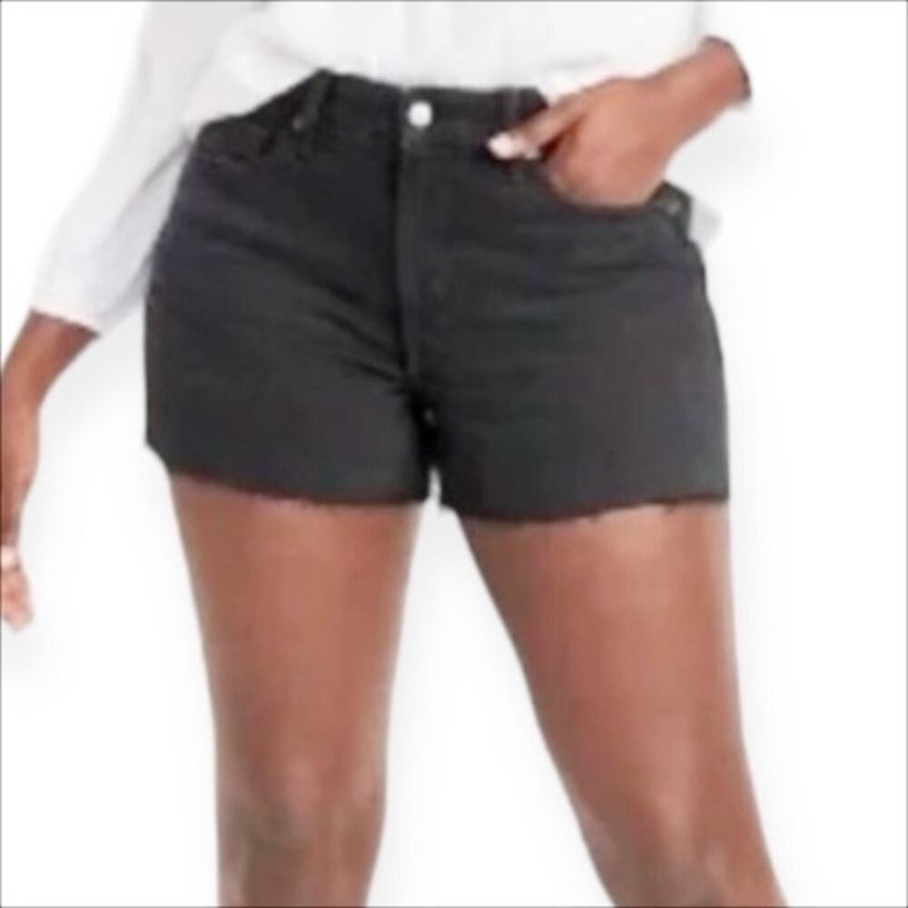 Old Navy O.G. Straight High Rise Cut Off Button Fly Jean Shorts Black Size 10